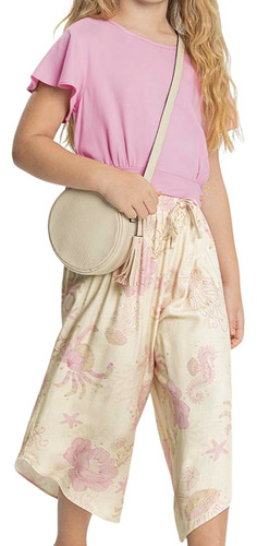 Conjunto Infantil Menina Croped Calça Pan...