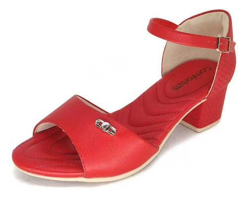 Sandália Comfort-flex Salto Quadrado Tama...
