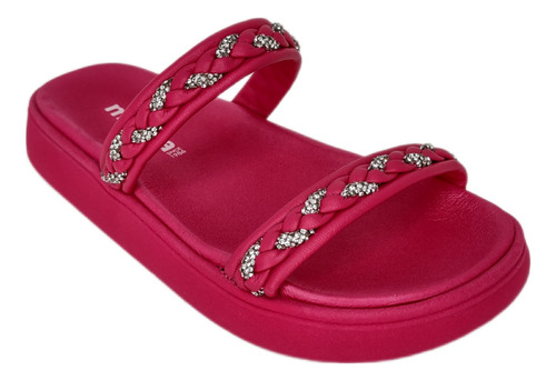 Sandália Moleca Papete Com Strass Confort...