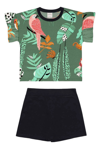Conjunto Infantil Menina Estampado Com Sh...