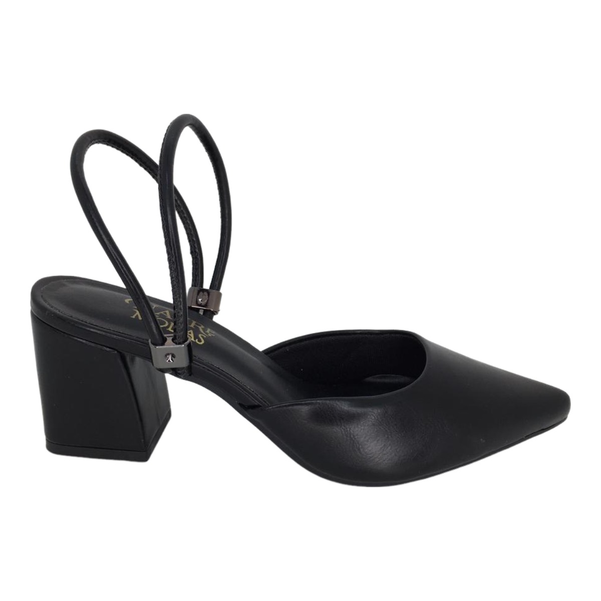 Scarpin Slingback Salto Bloco Nayre Modas...