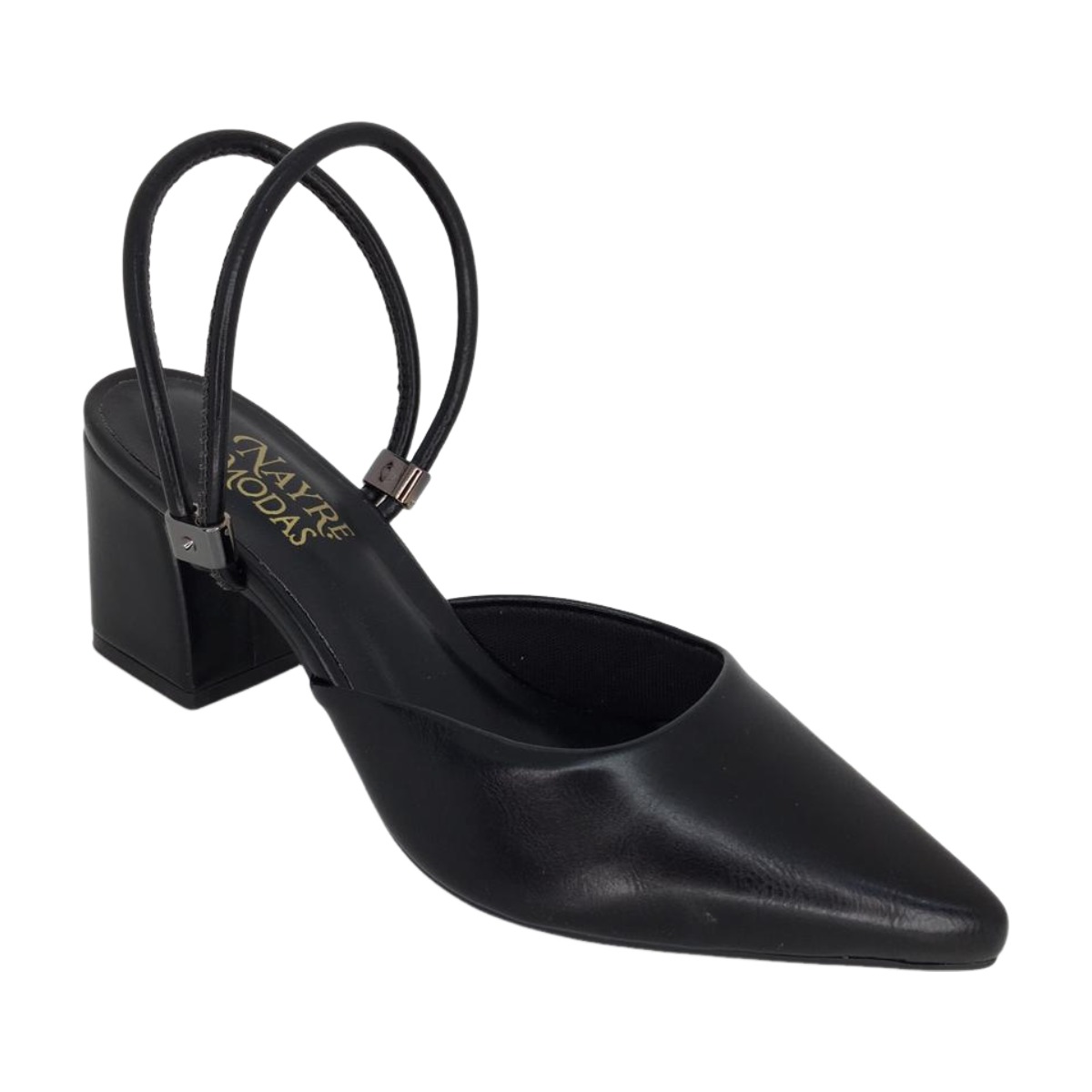 Scarpin Slingback Salto Bloco Nayre Modas...