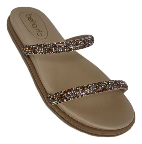 Sandália Papete Brilho Flatform Strass