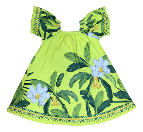 Vestido Infantil Estampado Manga Nanai