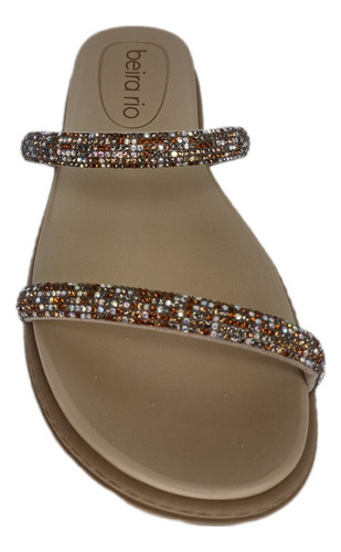 Sandália Papete Brilho Flatform Strass