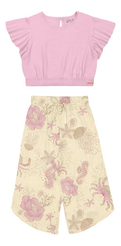 Conjunto Infantil Menina Croped Calça Pan...