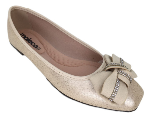 Sapatilha Feminina Moleca Bico Quadrado Laço