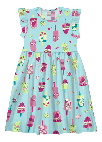 Vestido Manga Curta Infantil Alakazoo Pic...