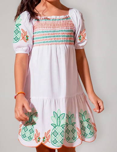 Vestido Infantil Estampa Nanai Menina Alegre
