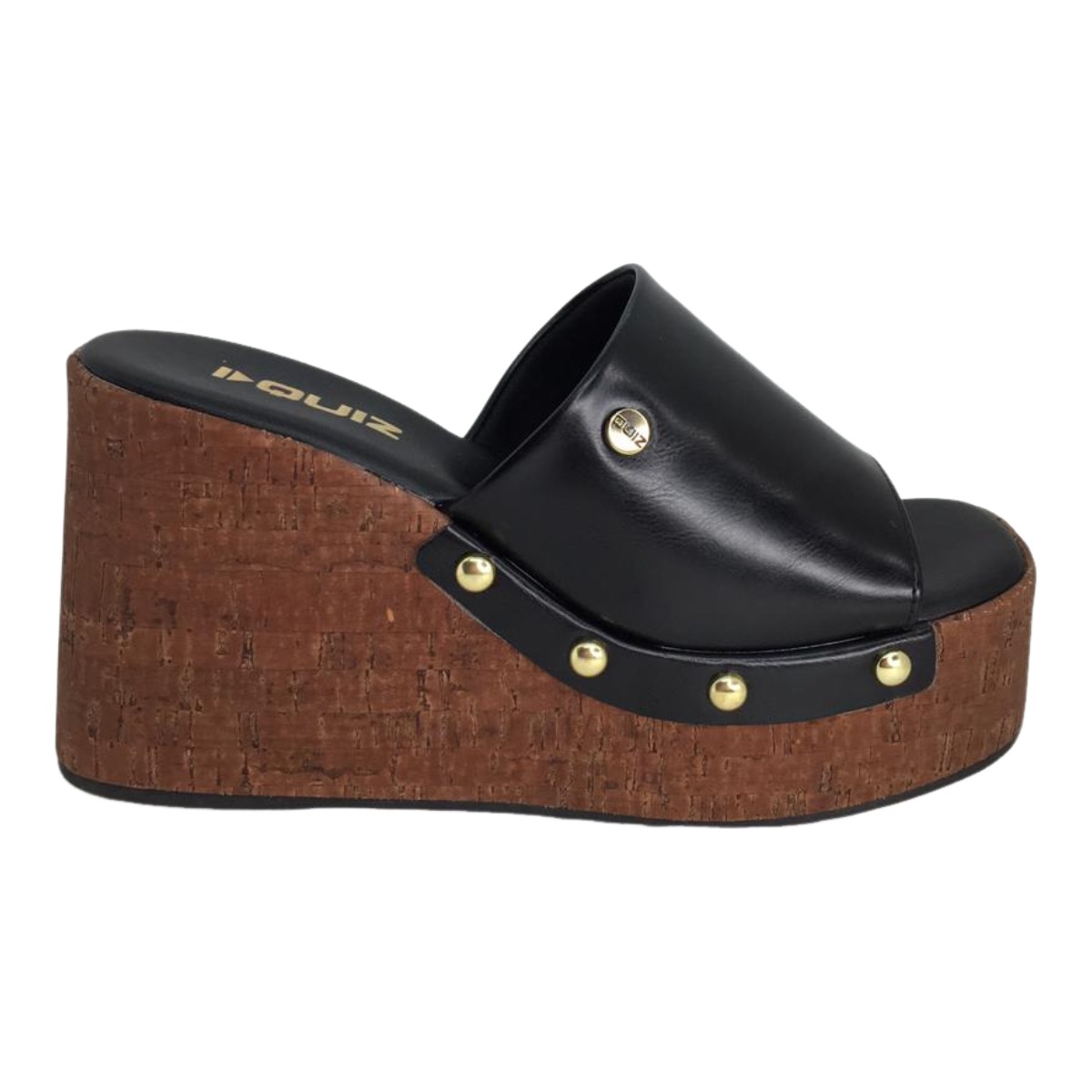 Tamanco Feminino Anabela Marrom com Tacha...