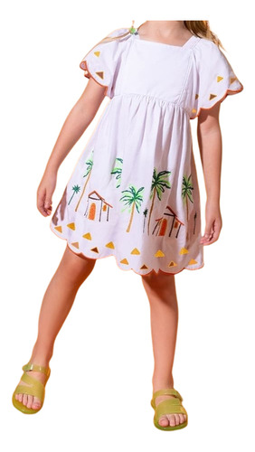 Vestido Menina Infantil Bordado Nanai Festa