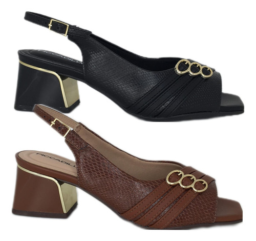Sandália Slingback Picadilly Salto Médio ...